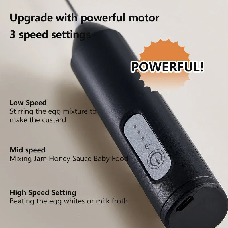 Mini wireless Electric Mixer – USB Rechargeable, 3 Speeds
